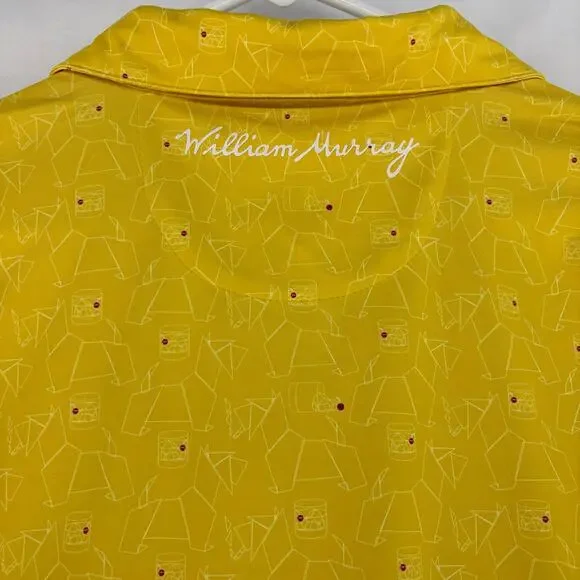 William Murray Men's Yellow Off the Rocks Martini Glass Print Polo Shirt Large - Picture 7 of 16